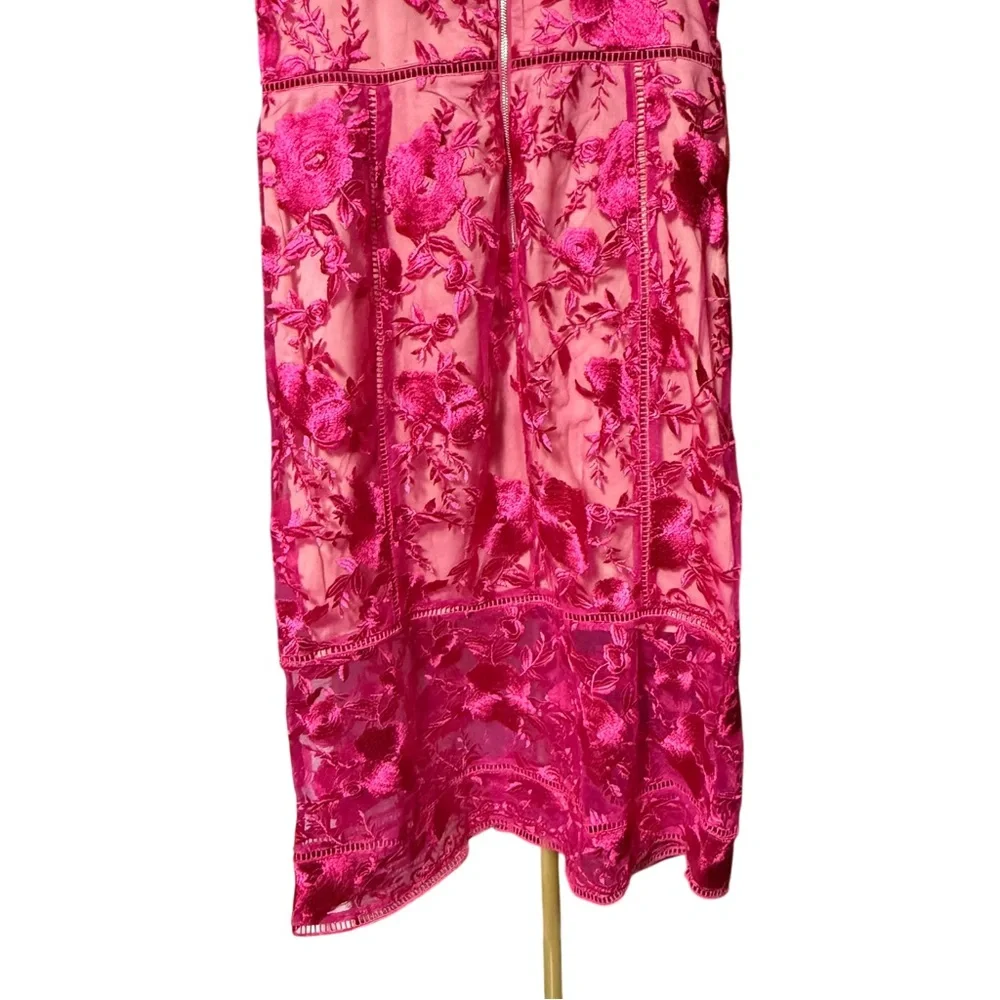 LULUS Deeply Cherished Hot Pink Lace Midi Dress XL - Picture 8 of 13